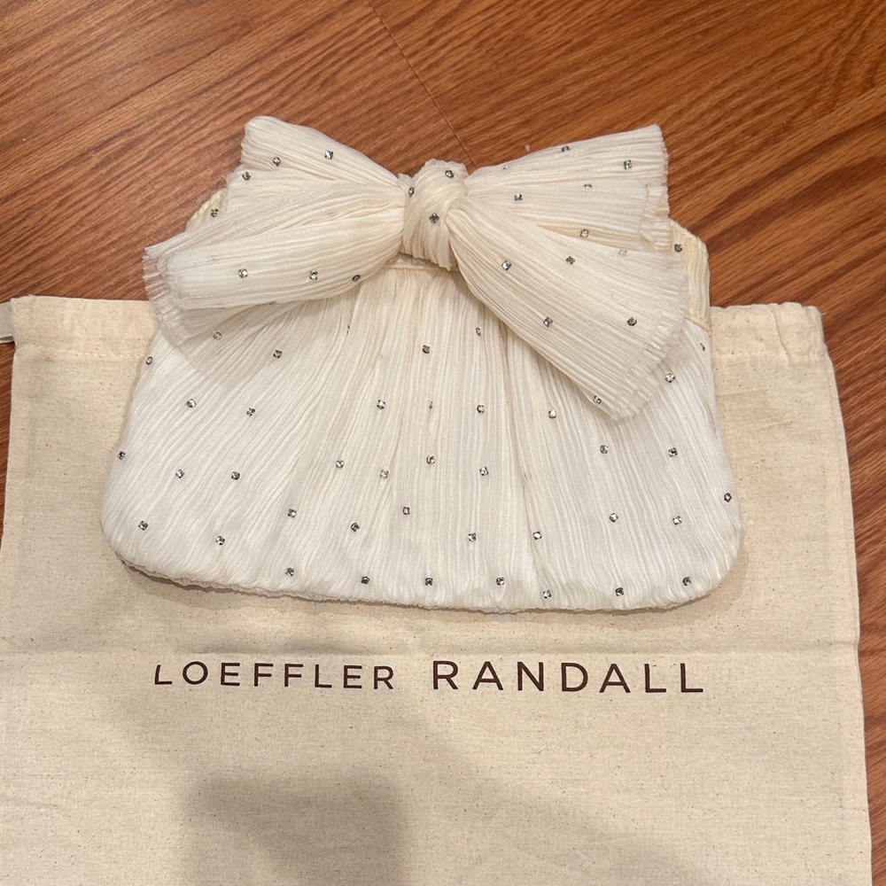 Loeffler Randall Ivory Bow Clutch with Embellishments